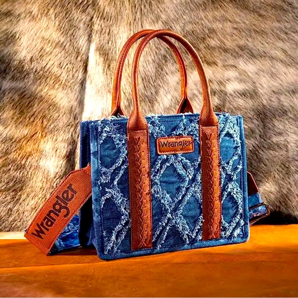 Wrangler Denim Frayed Fringe Tote